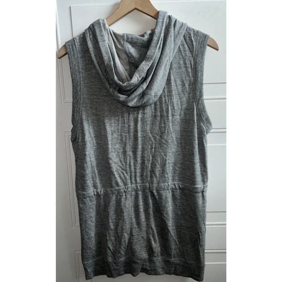 Athleta Lotus Vest Sleeveless Drawstring Hoodie‎ French Terry Grey Size Small - Picture 6 of 11